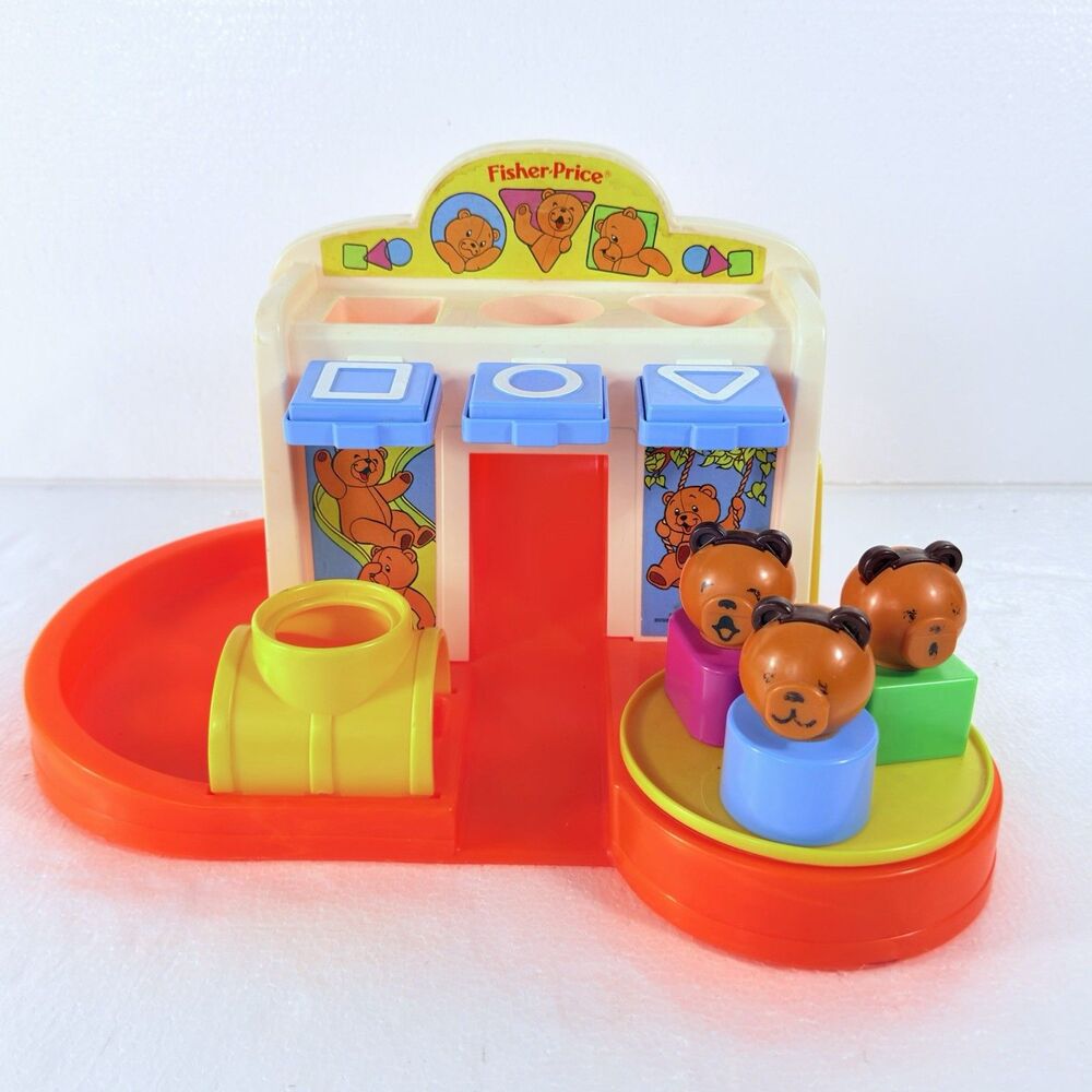 Vtg Fisher Price 1984 Playground 3 Bear Shape Sorter Educational Toy USA Made